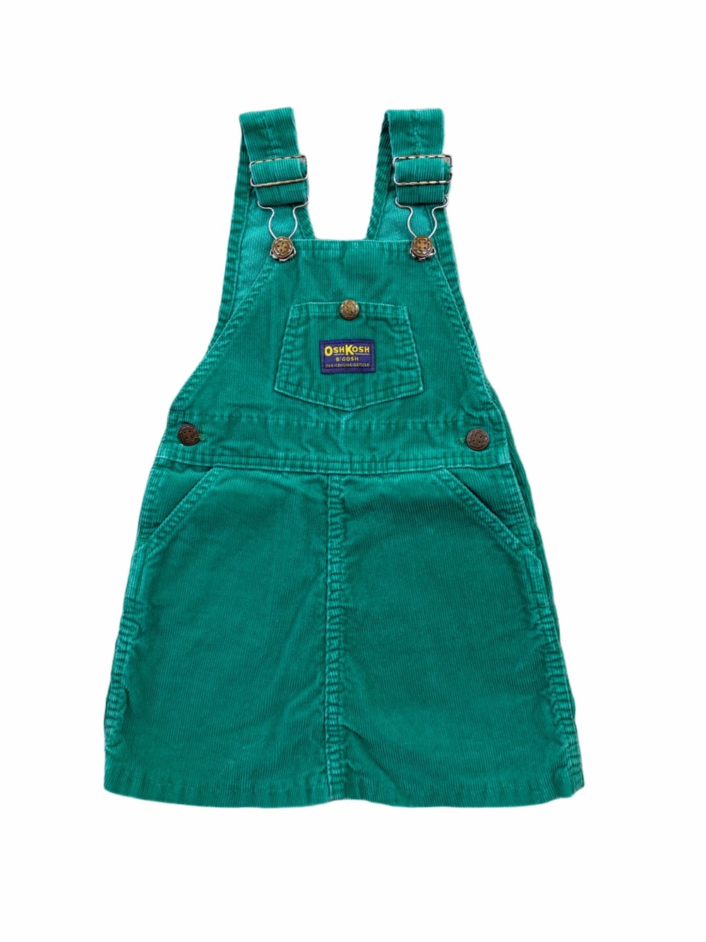 Vintage OshKosh Size 4T Emerald Green Corduroy Jumper Dress